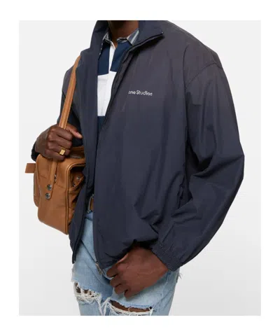 Acne Studios Washed Logo Jacket In Blue
