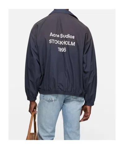 Acne Studios Washed Logo Jacket In Blue