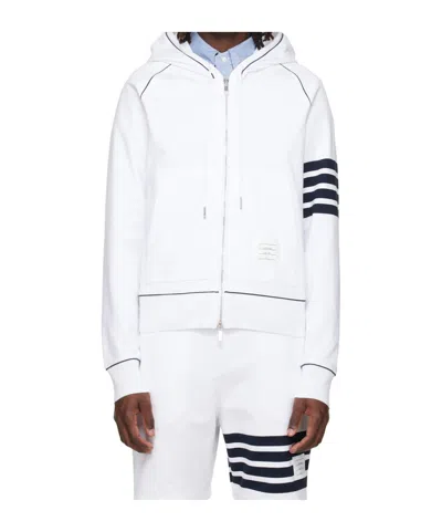 Thom Browne Loopback Stripe-detail Hoodie In White