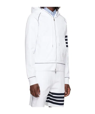 Thom Browne Loopback Stripe-detail Hoodie In White