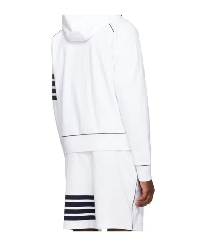 Thom Browne Loopback Stripe-detail Hoodie In White