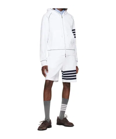 Thom Browne Loopback Stripe-detail Hoodie In White