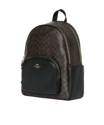 Coach Zippered Backpack In Walnut/black