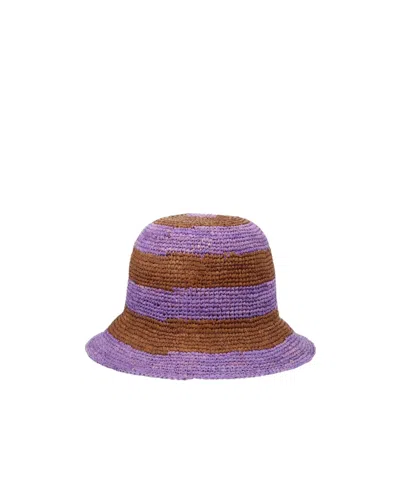 Paul Smith Woven Texture Hat Striped Pattern Design In Purple