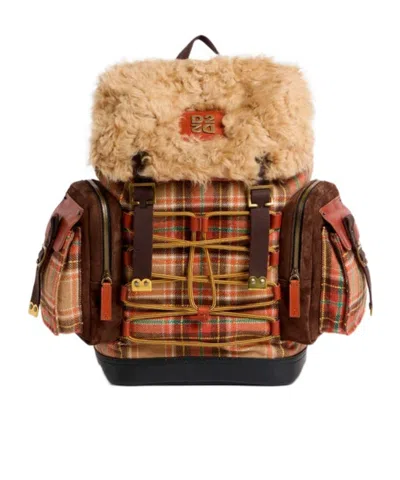 Dsquared2 Checkered Backpack In Brown