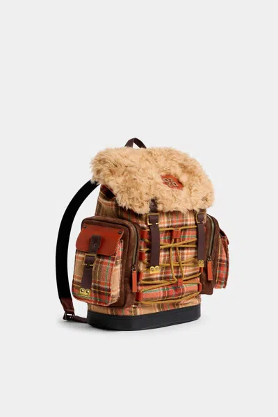 Dsquared2 Checkered Backpack In Brown