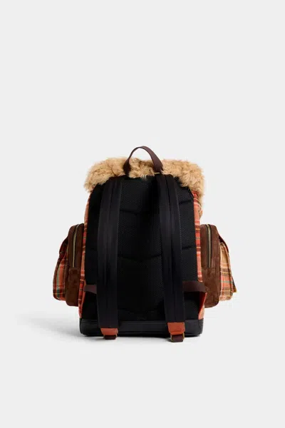 Dsquared2 Checkered Backpack In Brown