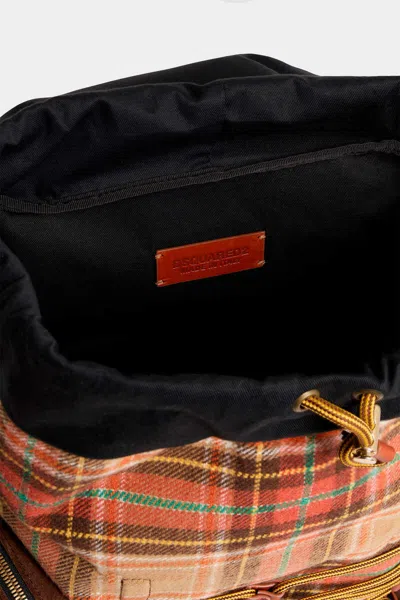 Dsquared2 Checkered Backpack In Brown