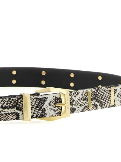Pinko Python Belt Adjustable Length Snake Print Studs In Gray
