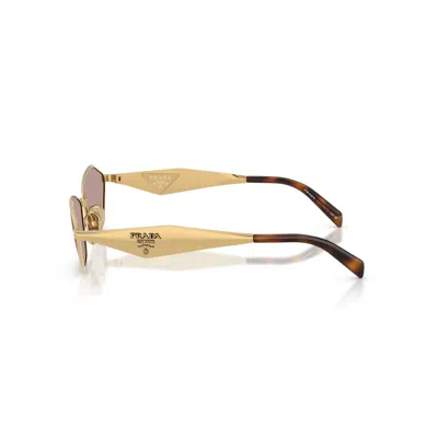 Prada Angular Geometric Frame Sunglasses With Tortoiseshell Temples In Golden