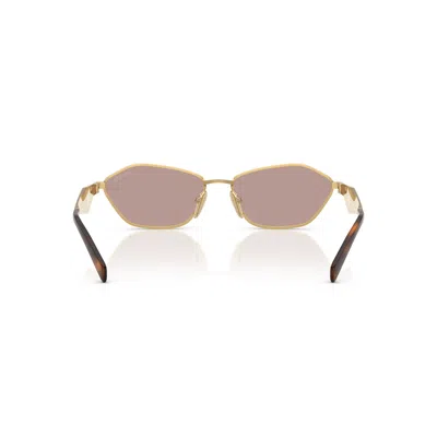 Prada Angular Geometric Frame Sunglasses With Tortoiseshell Temples In Golden
