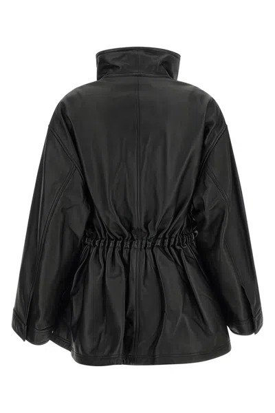Rohe Leather Jacket With Adjustable Drawstring Waist In Black