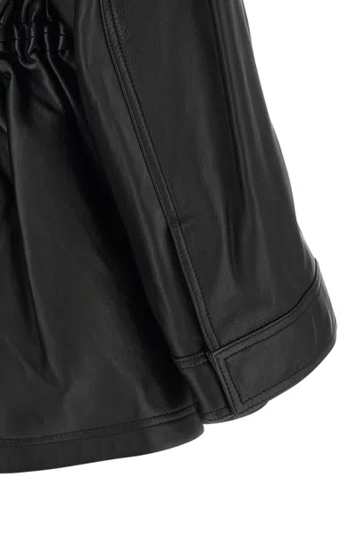 Rohe Leather Jacket With Adjustable Drawstring Waist In Black