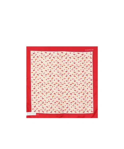 Coach Printed Silk Scarf In Red