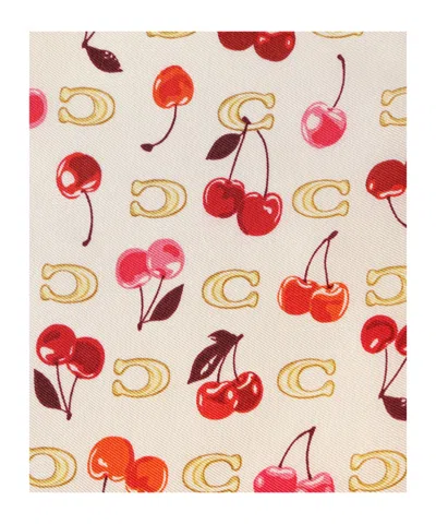 Coach Printed Silk Scarf In Red