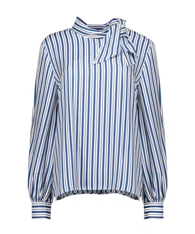 Max Mara Pussy-bow Striped Blouse In Multi