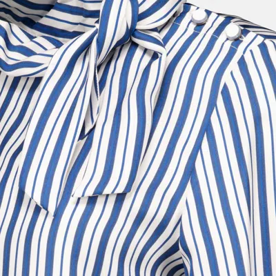 Max Mara Pussy-bow Striped Blouse In Multi