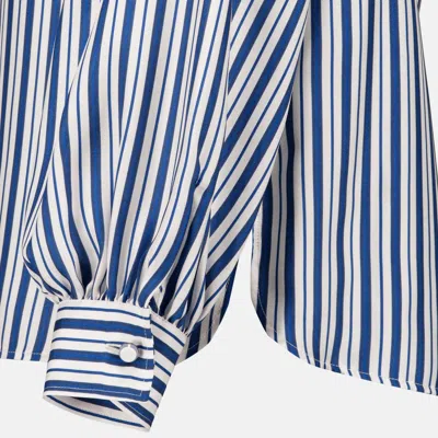 Max Mara Pussy-bow Striped Blouse In Multi