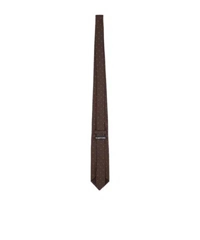 Tom Ford Brown Polka Dot Tie In No