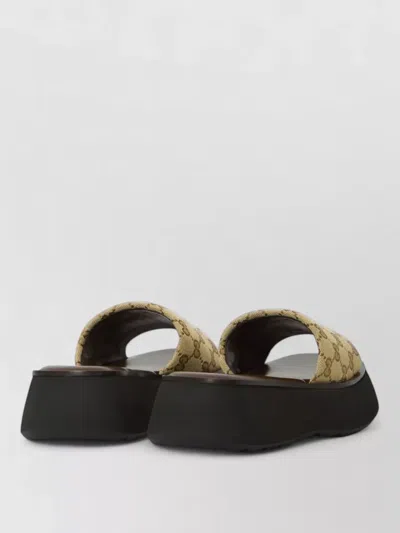 Gucci Platform Slide Sandal Canvas Upper Logo In Multi