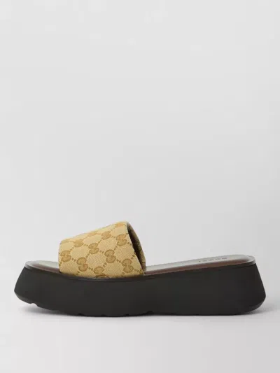 Gucci Platform Slide Sandal Canvas Upper Logo In Multi