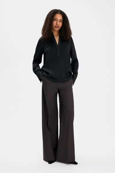 Filippa K Half Placket Collar Blouse In Black