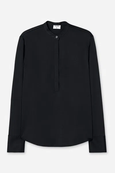 Filippa K Half Placket Collar Blouse In Black