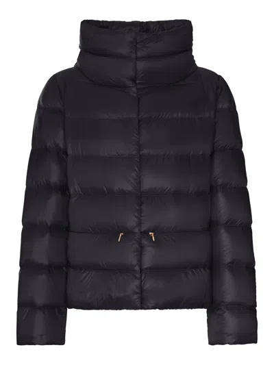 Herno Padded Down Jacket With A Wrap-around Collar In Blue