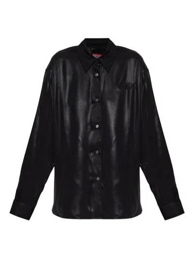 Diesel C-simplier Buttoned Logo Shirt In Black