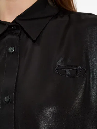 Diesel C-simplier Buttoned Logo Shirt In Black