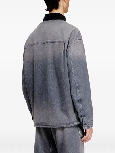 Diesel Mens 07 D-stack-u-l Faded Denim Jacket In Gray