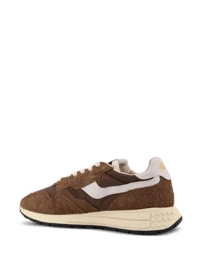Autry Brown Leather Sneakers With Timeless Design In White