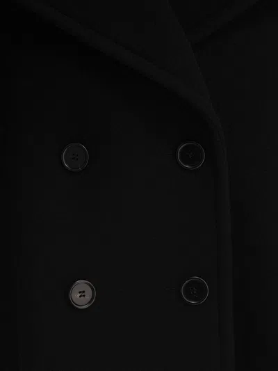 Chloé Women Black Double-breasted Jacket With Notched Wide Revers And Dropped Shoulders In Wool Blen In Animal Print