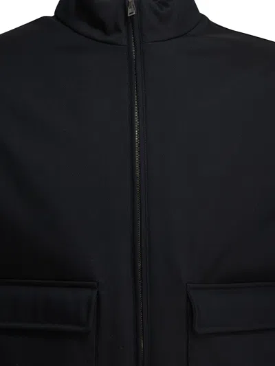 Herno '3 Layers Wool Storm' Bomber Jacket In Blue