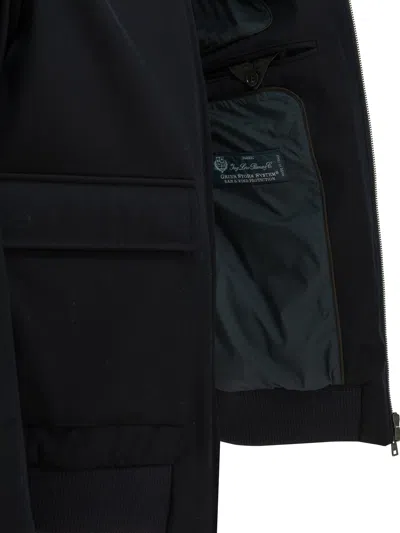 Herno '3 Layers Wool Storm' Bomber Jacket In Blue