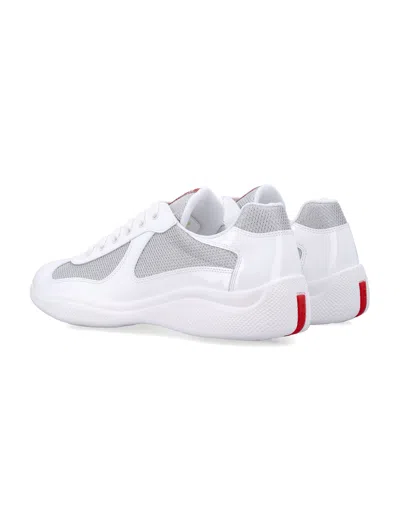 Prada Two-material Leather And Tech Fabric Sneaker In Gray