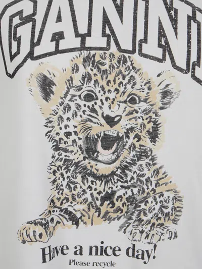 Ganni Basic Jersey Leopard Relaxed T-shirt Leopard In White