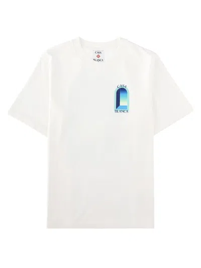 Casablanca Cotton Crew Neck Graphic Print T Shirt In White
