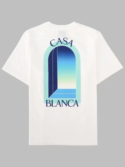 Casablanca Cotton Crew Neck Graphic Print T Shirt In White
