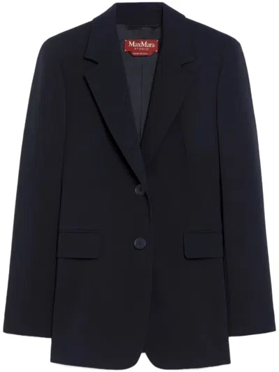 Max Mara Tailored Jacket Linz Notched Lapels Buttons In Blue