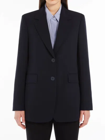 Max Mara Tailored Jacket Linz Notched Lapels Buttons In Blue