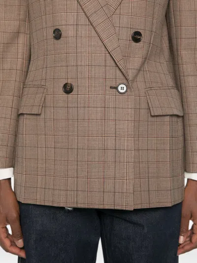 Chloé Double-breasted Checked Jacket In Neutral