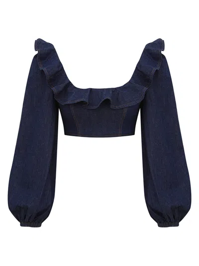 Zimmermann Aster Ruffled Top In Blue