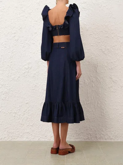 Zimmermann Aster Ruffled Top In Blue