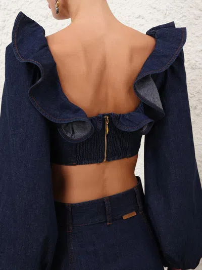 Zimmermann Aster Ruffled Top In Blue
