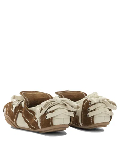 Acne Studios Bilaria Lace-up Suede And Leather Ballet Flats In Brown