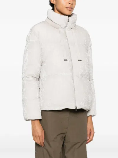 Herno Textured Pattern Boxy Silhouette Down Jacket In White