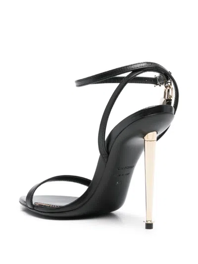 Tom Ford Paintdlock Pointed-toe Buckle Sandals With Signature Metal Heel In Multi