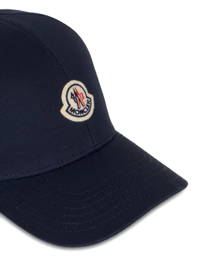 Moncler Logo-patch Cotton-gabardine Baseball Cap In Blue