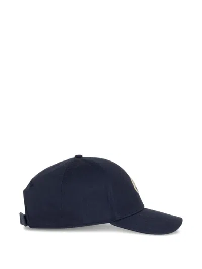 Moncler Logo-patch Cotton-gabardine Baseball Cap In Blue